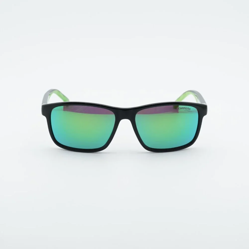 CARRERA 2047T/S 07ZJ Z9 Sunglasses Black/Green Rectangle Frame, Green Lenses